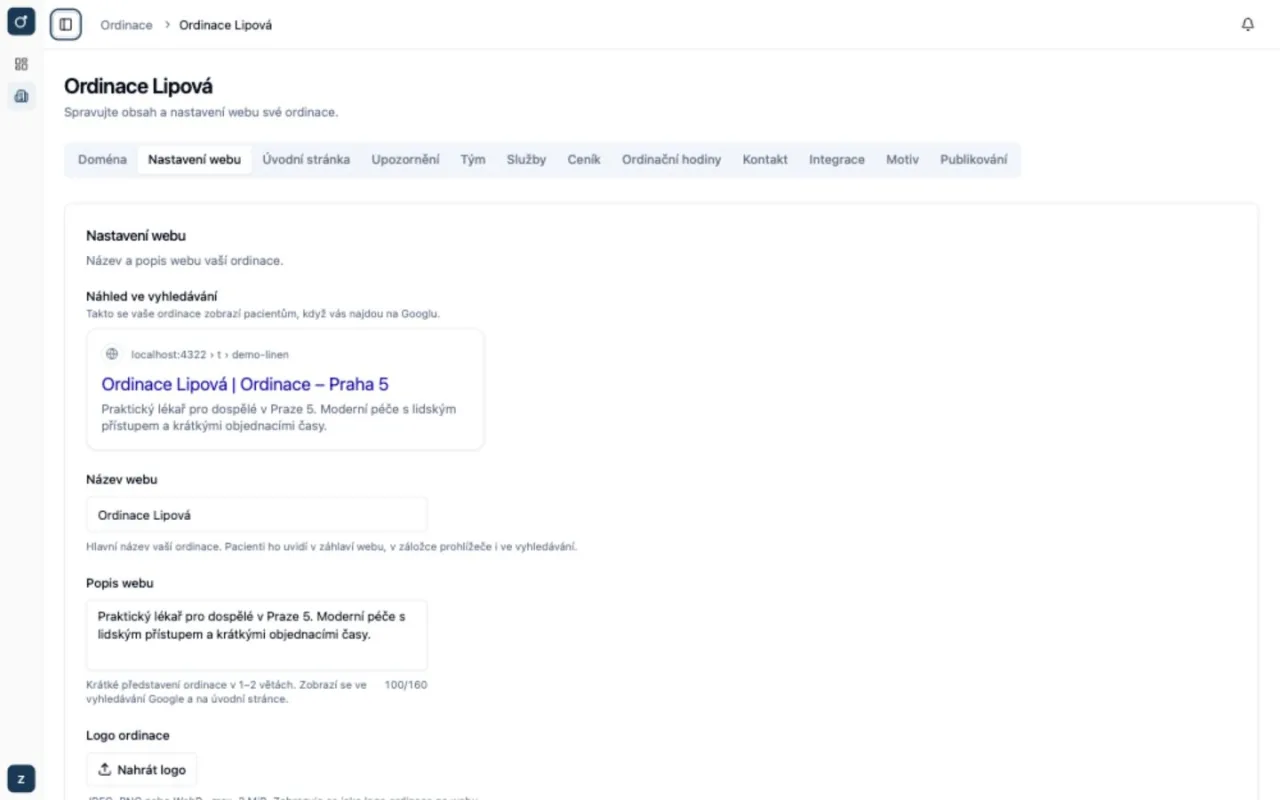 Záložky s obsahem webu